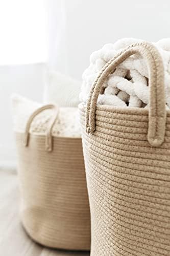 OrganiHaus Round Toy Basket & Blanket Basket, Cotton Rope 20x13" - Image 6
