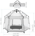 Bend River Baby Playpen with Canopy, Hexagon Toddler Beach Tent - Image 2