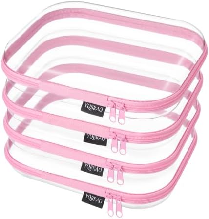 YQBRAO Clear Hard Shell Zipper Cases, 4 Medium Makeup Organizers by Unknown
