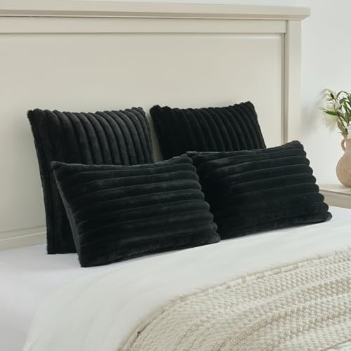 FUTEI Pack of 2 Faux Fur Throw Pillow Covers 28x28 Inch - Image 5