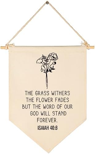 The Grass Withers- Bible Verse Wall Art- Floral Christian Wall Decor- Bible by Sioial