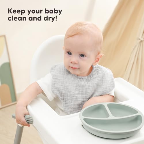 Bearmoss Baby Bibs for Drooling & Teething 8 Pack Muslin Cotton Bibs - Image 3