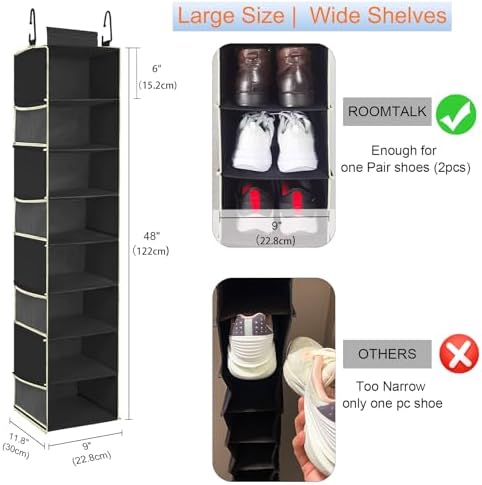 Large-Sized Hanging Shoe Organizer 8-Shelf, Hanging Closet Organizer - Image 3