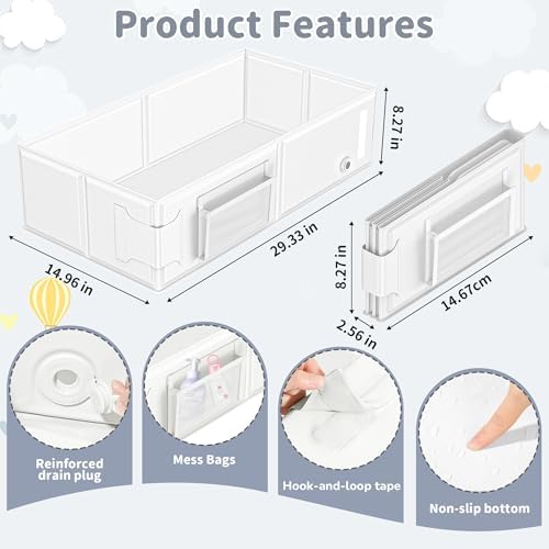 YomauiYee Baby Bathtub, Converts Shower to Tub, Foldable Toddler Tub - Image 2