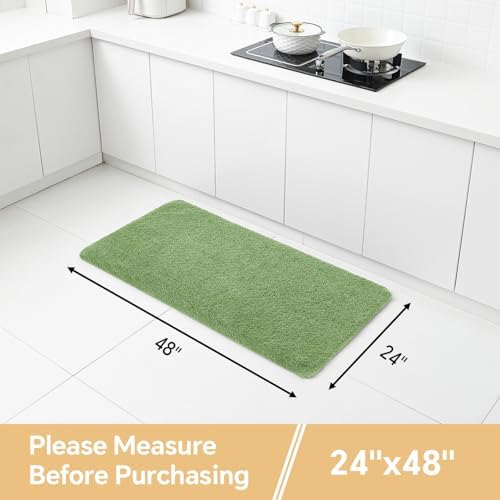 Polyester Bathroom Rug 24"x48" Hunter Green, Non-Slip Soft Bath Mat - Image 2