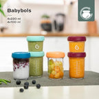 Babymoov Babybols Glass Storage Jars Multiset, 4x4oz + 4x8oz - Image 2