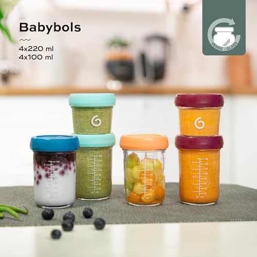 Babymoov Babybols Glass Storage Jars Multiset, 4x4oz + 4x8oz - Image 2