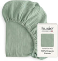 Crib Sheets, 100% Organic Cotton Muslin, Fitted 28"x52" Standard by huxie
