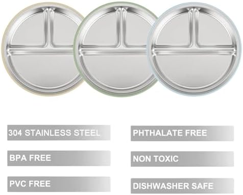 PandaEar 3 Pack Stainless Steel Baby Suction Plates, Divided Toddler Plate - Image 4