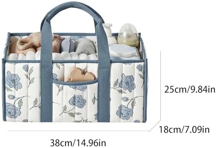 Quilted Fabric Storage Basket Floral Baby Diaper Caddy Quilted Basket - Image 6