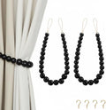 Hion 2 Pcs Boho Curtain Tiebacks, Wood Beads Curtain Holdbacks, Outdoor by Hion