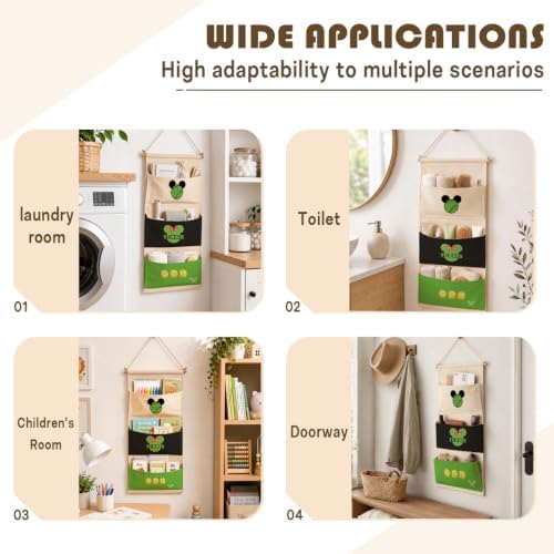 3-Pocket Hanging Wall Organizer, Tennis Theme Over Door Storage - Image 4