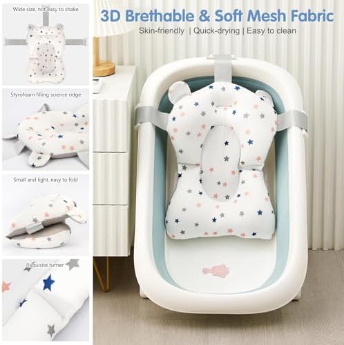Colorlife Baby Bath Seat Support Net Infant Bathing Seat Support Mat, - Image 6