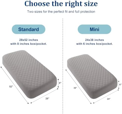 BEDSUM 2-Pack Waterproof Crib Mattress Protector, Smoke Grey - Image 4