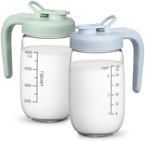 2 Pack Breast Milk Pitcher 32 OZ, Heat & Cold Resistant, Sudden Temperature Safe by POIKSHARK