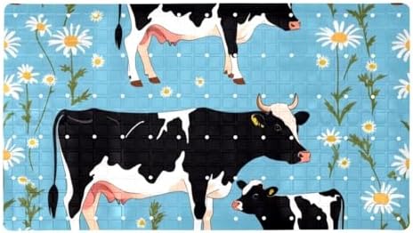 Bathtub Mat Non Slip 26.8x15.1In, Cow Daisies Bath Mat by Anna+Cowper