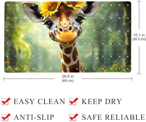 Shower Mat Non Slip, Giraffe Anti Slip Bath Mat - Image 4