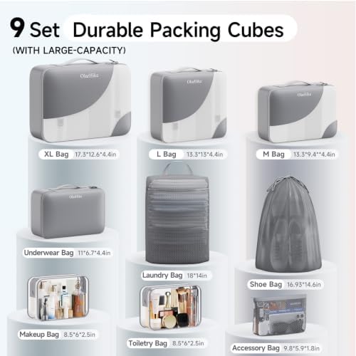 OlarHike 9 Set Packing Cubes for Travel, Gifts for Women Mom, Anti-Tearing - Image 2