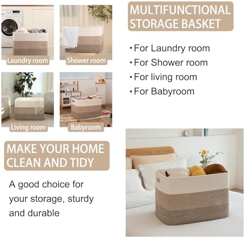 OIAHOMY Blanket Basket Laundry Basket Dog Toy Basket 108L Gradient Brown - Image 4