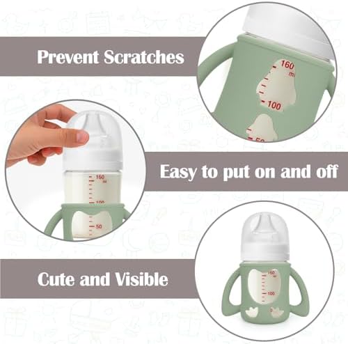 BUSOHA 3 Pack Silicone Sleeves for Pigeon 5oz Glass Baby Bottle - Image 2