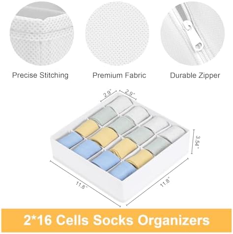 Joyoldelf Sock Drawer Organizer Divider, 16-Cell Underwear Organizers and - Image 2