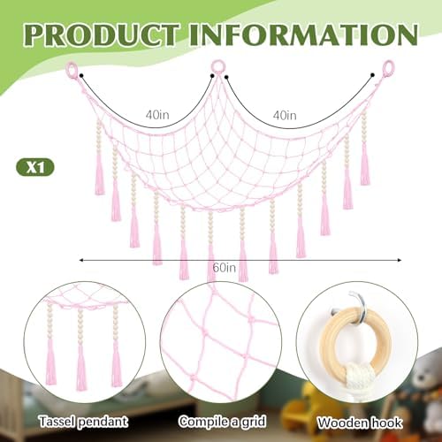 Suncalla 2 Pcs Toy Storage Net for Stuffed Animals Wall Hammock - Image 4