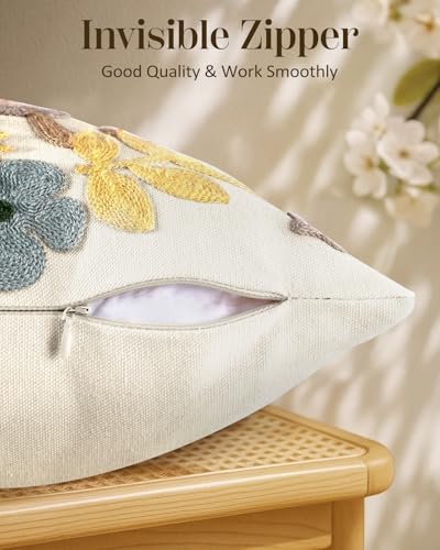 Embroidered Throw Pillow Cover, 20x20 Inch, Butterfly Moon - Image 3