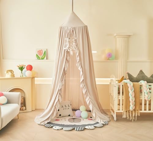Mengersi Bed Canopy for Girls, Ruffled Canopy Bed Curtains Kids Canopy for - Image 5