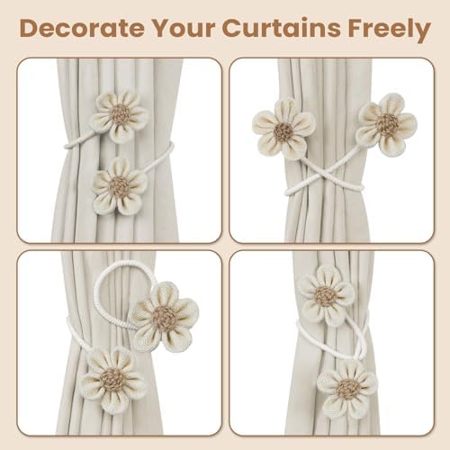 KLOGTSIND Flower Curtain Tiebacks, Decorative Curtain Holdbacks No Drill - Image 5
