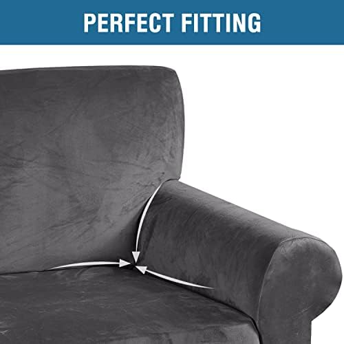 H.VERSAILTEX Stretch Velvet Armchair Cover Couch Covers 1 Cushion Chair - Image 4