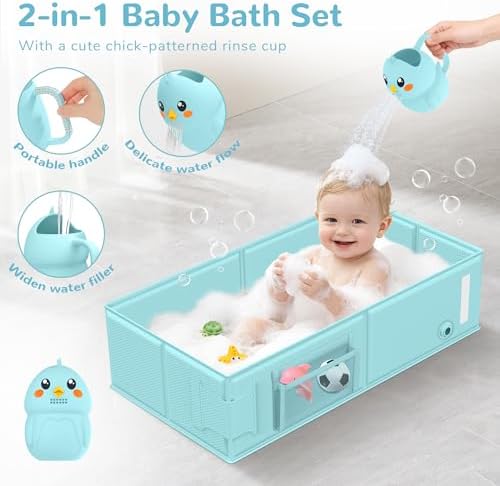 Collapsible Baby Bathtub, Foldable Toddler Bath Tub - Image 4