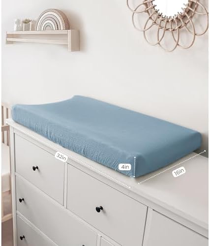 Konssy 100% Cotton Muslin Changing Pad Cover 2 Pack - Image 3