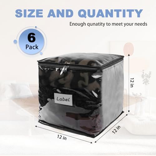Clear Zippered Plastic Clothes Storage Bags, 6 Pack - Image 2