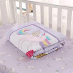 Mini Girl Crib Bedding Set, 3 Piece Unicorn Mini Crib Comforter Set, Baby Girl - Image 6
