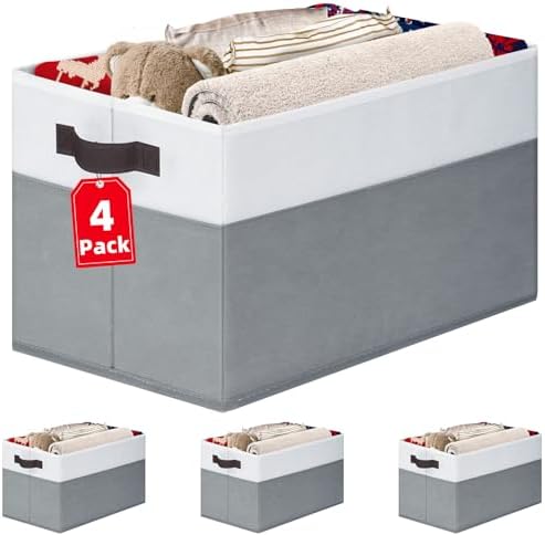 4 Pack Large Closet Storage Baskets Bins by Criusia