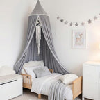 LOAOL Bed Canopy with Pom Pom Kids Reading Nook Hanging Tent - Image 2