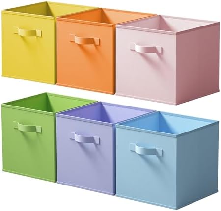 Cupic Cupid 6-Pack 11x11 Cube Storage Bins, Fabric Bins, Pastel Colors by CupicCupid