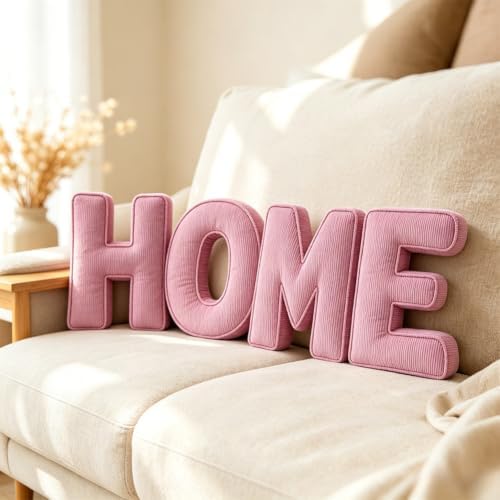 Pink Letter Plush Pillow, Letter Hugging Throw Pillows, Decorative Corduroy - Image 6