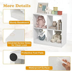 Costzon Toy Organizers and Storage, Wooden White 4-Cube Kids Bookcase - Image 6