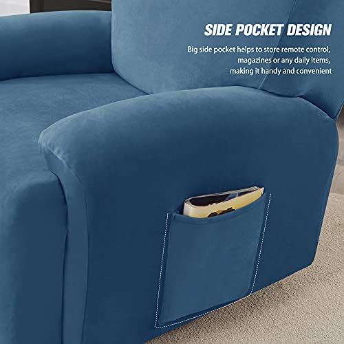 Stretch Recliner Covers, 4-Piece Ultra Soft Velvet Recliner Chair Slipcover - Image 4