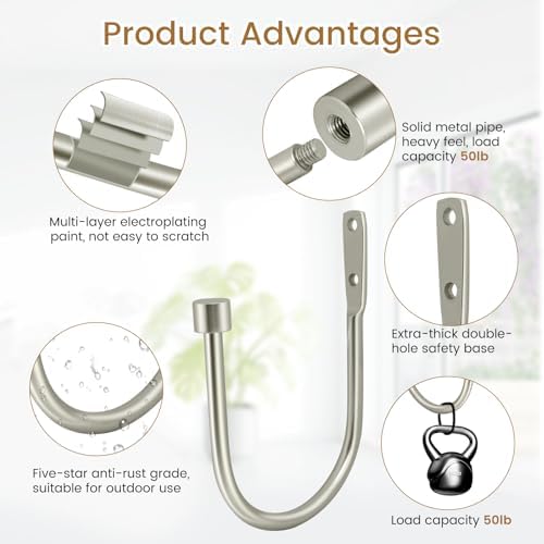 HIKMLK Minimalist Curtain Holdbacks 2pcs, 100% Cast Iron Solid Heavy Duty Metal - Image 3
