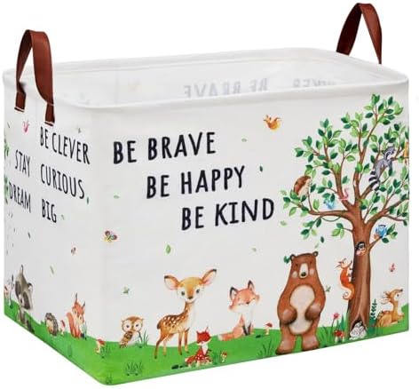 Woodland Nursery Decor Baby Shower Basket, Bear Baby Laundry Basket, Jungle by XHWZOF