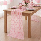 4 Pcs Pink Bow Table Runners 29 X 70 Inch Tulle Lace Party - Image 5