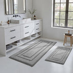 HOMEIDEAS Bathroom Rugs Sets 2 Piece, Soft Extra Long Bath Mat Grey - Image 2