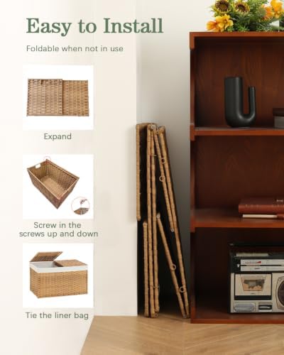 SETVSON Storage Basket with Lid Rattan Woven Storage Baskets with 2 Separate - Image 6