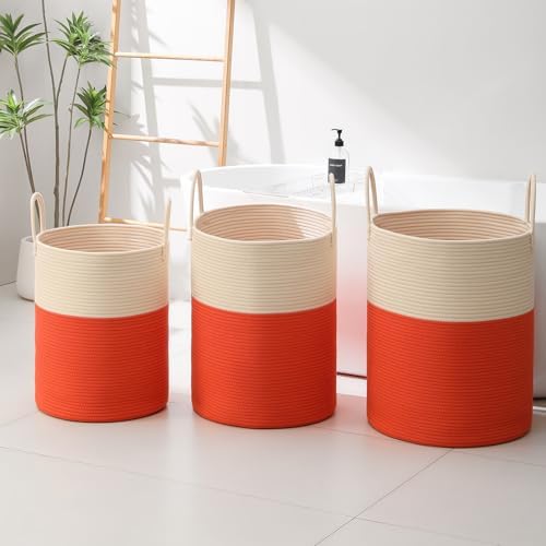 Woven Laundry Hamper Tall Rope Storage Basket - Image 6