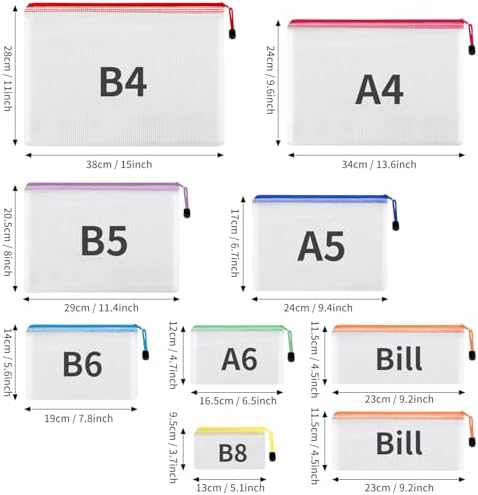 EOOUT 30pcs Mesh Zipper Pouch Bags, 8 Sizes Plastic Bags, 8 Colors Zipper - Image 2