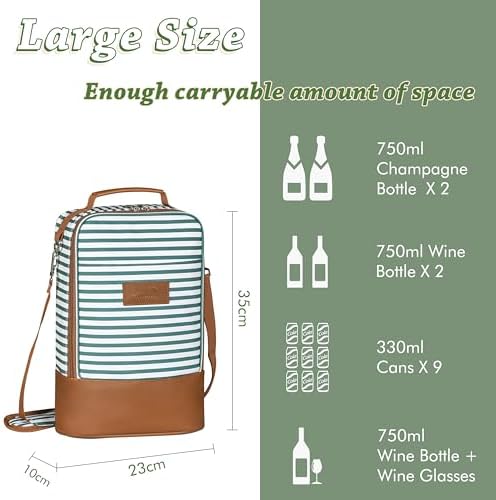 Tirrinia 2 Bottle Wine Cooler Bag Tote - Image 2