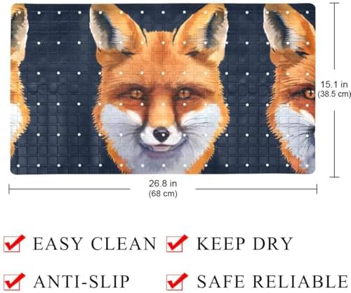 Bathtub Mat Non Slip 26.8x15.1 Inch, Fox Heads Shower Mat - Image 4