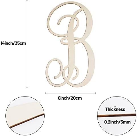 Cursive Wooden Letters B for Wall Decor Large Wood Monogram Letters 14 Inch - Image 2